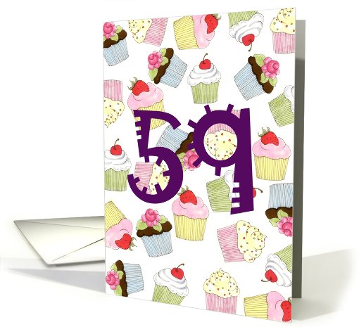 59th Birthday Party Invitation, Cupcakes Galore card (669507)