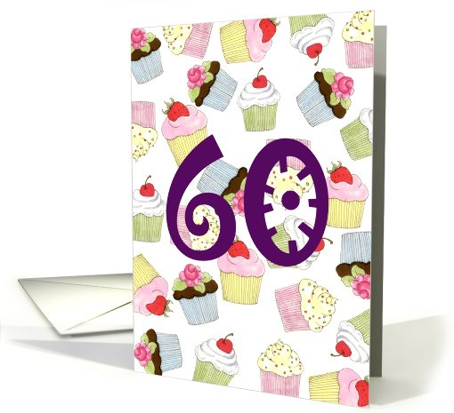 60th Birthday Party Invitation, Cupcakes Galore card (669508)