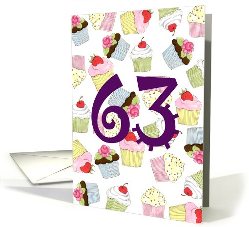 63rd Birthday Party Invitation, Cupcakes Galore card (672795)