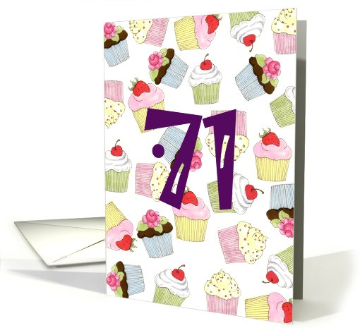 71st Birthday Party Invitation, Cupcakes Galore card (676892)