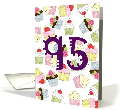 95th Birthday Party Invitation, Cupcakes Galore card (684201)