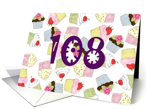108th Birthday Party Invitation, Cupcakes Galore card (688634)