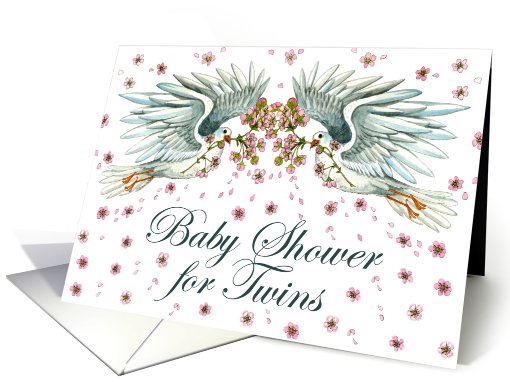 Invitation to a Baby Shower for Twins, Twin Doves card (796752)