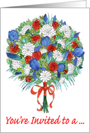 July 4th Party Invitation, Patriotic Bouquet card