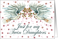 Twins Day for Twin Daughters, Twin Doves card