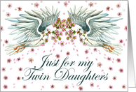 Twin Daughters Birthday Twin Doves card