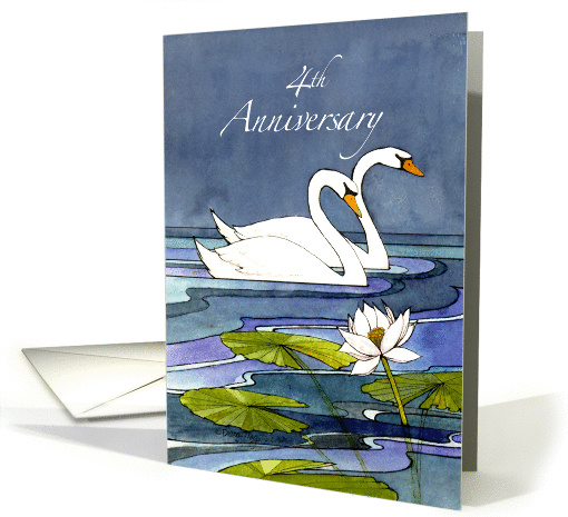 4th Wedding Anniversary Swans card (824906)