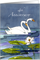 4th Wedding Anniversary Swans card