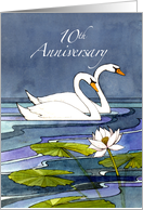 10th Wedding Anniversary Swans card