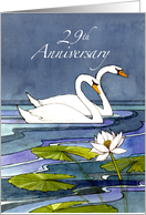 29th Wedding Anniversary Swans card