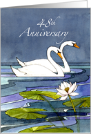 48th Wedding Anniversary Swans card