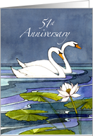 51st Wedding Anniversary Swans card