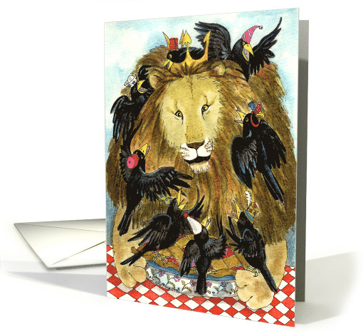 Birthday Lion & Blackbirds card (87104)