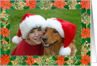Thank You Christmas Poinsettia Horizontal Photo Card