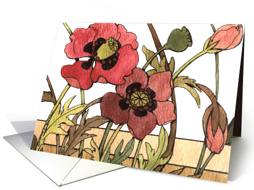 Mauve Poppies - note card (95117)