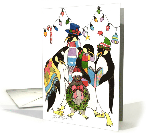 Christmas Penguin Carolers card (97159)