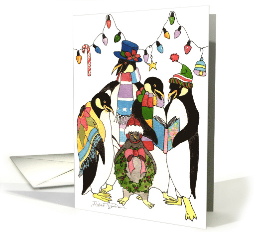 Invitation Penguin Christmas Carolers card (97161)