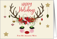 Glamour and Glitter Reindeer Happy Holidays for My Wife card