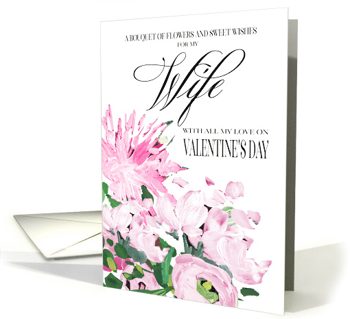 Shades of Pink Floral Bouquet Valentine for Wife card (1596758)
