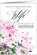 Shades of Pink Floral Bouquet Valentine for Wife card