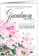 Shades of Pink Floral Bouquet Valentine for Grandmom card