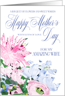 Shades of Pink and Blue Floral Bouquet Mother’s Day for Wife card