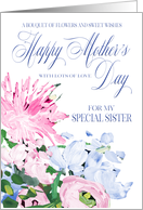 Shades of Pink and Blue Floral Bouquet Mother’s Day for Sister card
