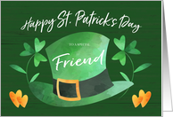 Lucky Hat and Shamrock Happy St. Patrick’s Day for Friend card