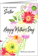 Bright Watercolor Flowers Happy Mother’s Day Sister card