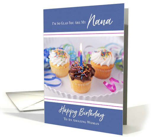 Cupcakes and Ribbon Happy Birthday Nana card (1617566)