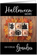 Pumpkins, Spiders and Haunted House Halloween Grandson card