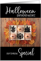 Pumpkins, Spiders and Haunted House Happy Halloween Birthday card