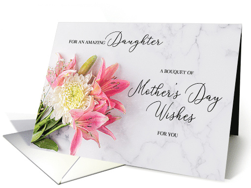 Shades of Pink Lilies and Mums Mother's Day for Daughter card