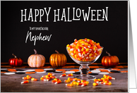Candy Corn and Glowy Pumpkins Happy Halloween Nephew card