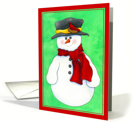 Snowy Holiday Greetings, Cute Snowman card (887142)