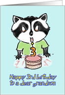 happy 3rd birthday to grandson - cute raccoon card