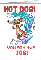 Congratulations on getting job - Hot Dog! Surfing Dachshund card