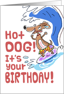 Happy Birthday - Surfing Dachshund card