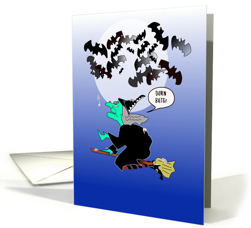halloween humor bat poop with witch card (967241)