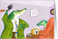 Welcome Home Sweet Home - humor cute alligators card
