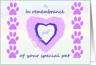 In remembrance of dog on Anniversary of death card