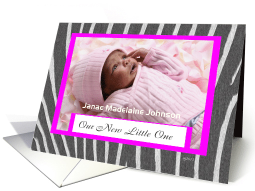 Zebra print Birth Announcement Girl card (1148372)
