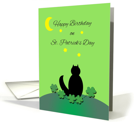 Happy Birthday on St. Patrick's Day Missing You Black Cat Wishing card