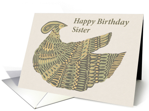 Happy Birthday Sister - Art Nouveau Dinesh Bird card (1158506)