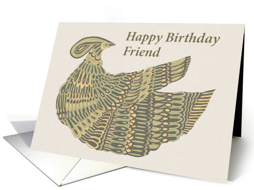 Happy Birthday Friend - Art Nouveau Dinesh Bird card (1158516)