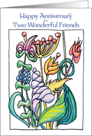 Happy Anniversary Friends Garden Flowers card