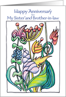 Happy Anniversary Sister and Brother-in-Law Garden Flowers card