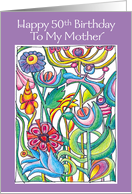 Happy 50th Birthday Mother Garden Bouquet card