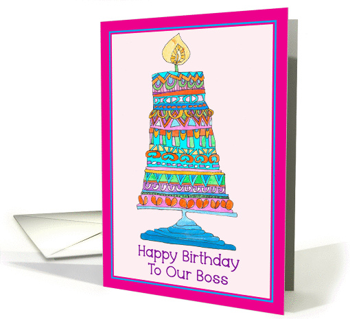 Happy Birthday to Our Boss Party Cake card (945883)