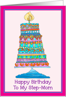 Happy Birthday to My Step-Mom Party Cake card